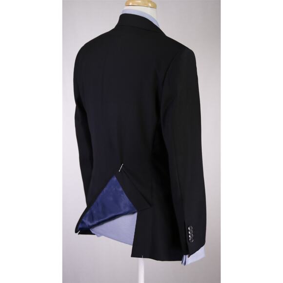 Combatant Gentlemen Solid Black 2-Btn Wool Blazer Jacket Tailored Fit 38S New - Picture 7 of 10